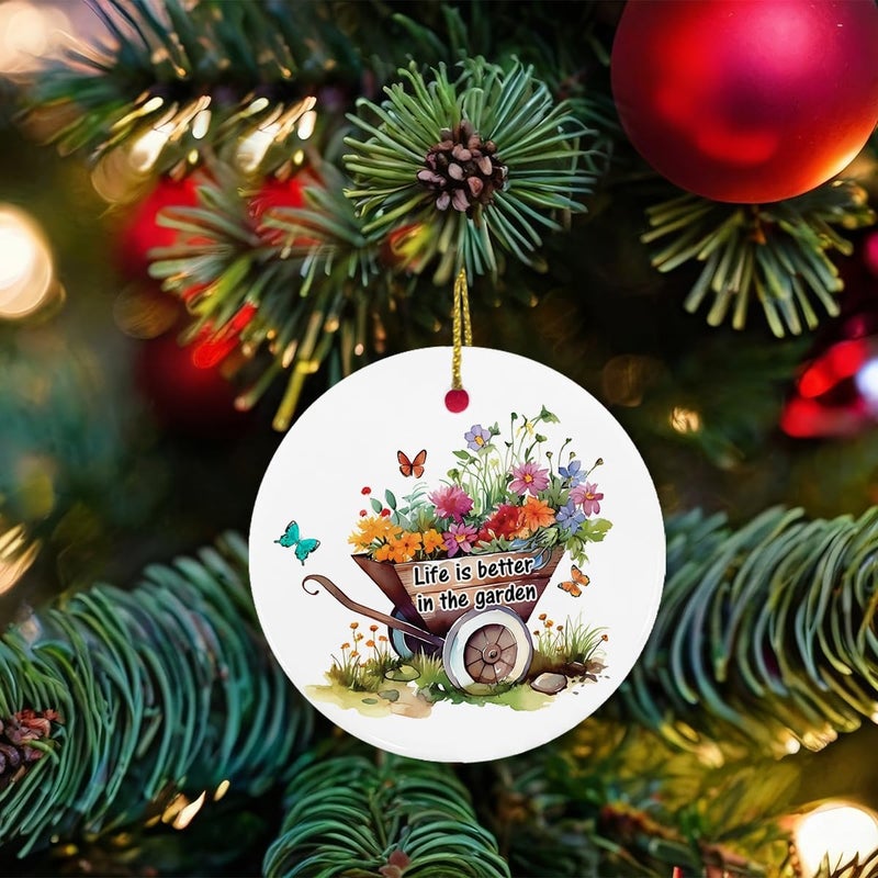 ZOSAN Gardening Ceramic Christmas Ornament, Gardening Gifts for Plant Lovers Gardener, Life is Better in The Garden Ornament - Image 5